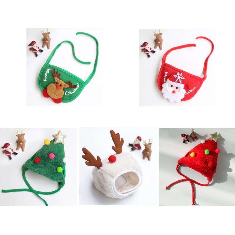 Pet Christmas Hat Saliva Festive Dressing Supplies, Color: Bibs Red