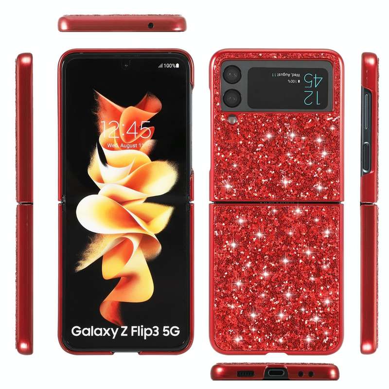 For Samsung Galaxy Z Flip3 5G Glitter Powder Shockproof TPU Protective Case(Rose Gold)