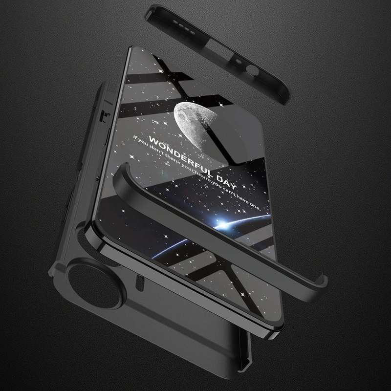 For Realme C55 GKK Three Stage Splicing Full Coverage PC Phone Case with Stand(Black)