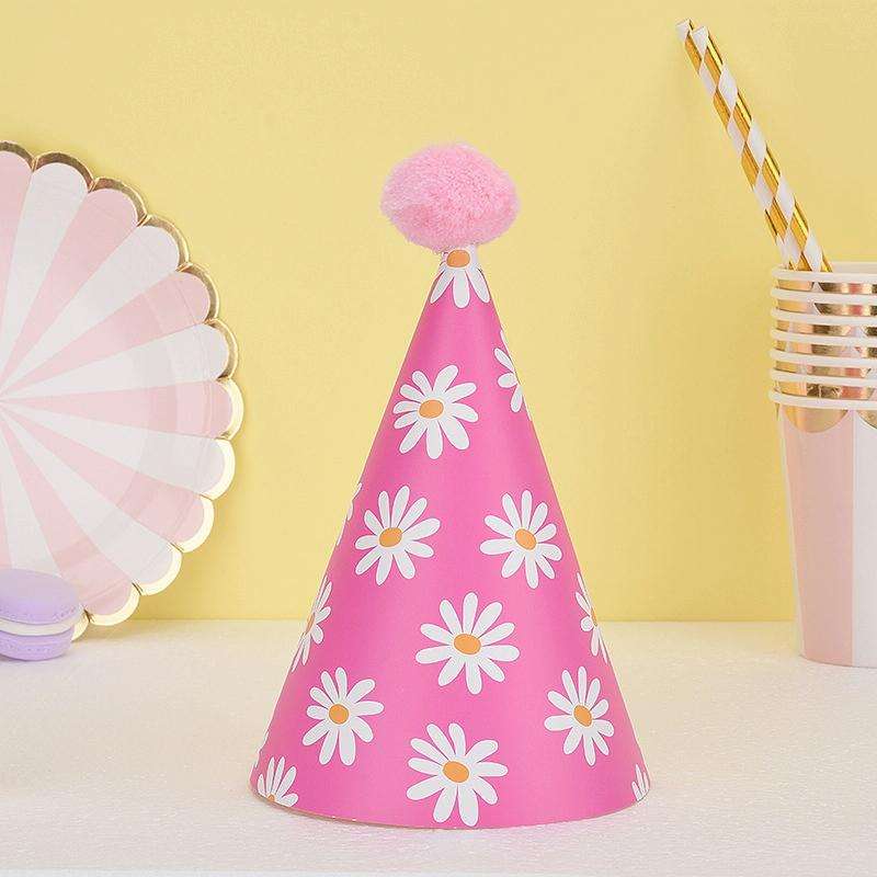 20 PCS Cute Children Bronzing Birthday Hats Cake Baking Decoration Party Hats Daisy