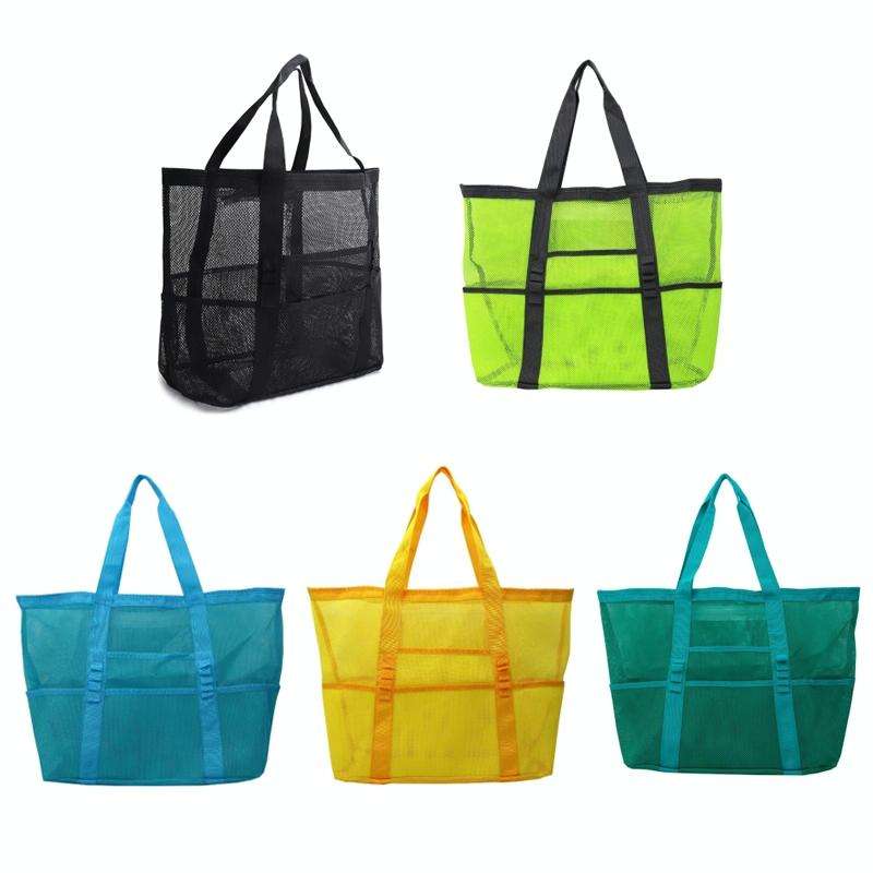 Large Capacity Mesh Swimming Tote Beach Bag(Black)