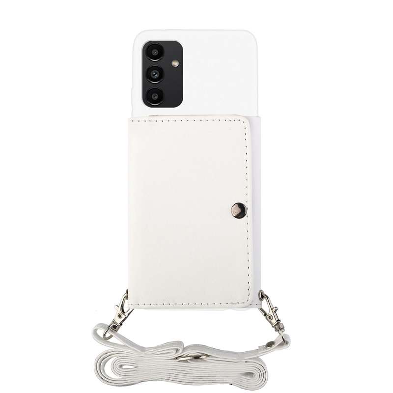For Samsung Galaxy A34 5G Crossbody Lanyard Wallet Card Bag Phone Case(White)