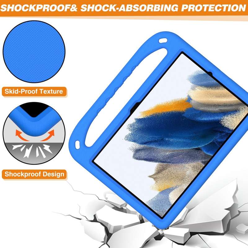For Samsung Galaxy Tab A9+ Handle EVA Shockproof Tablet Case with Holder(Blue)