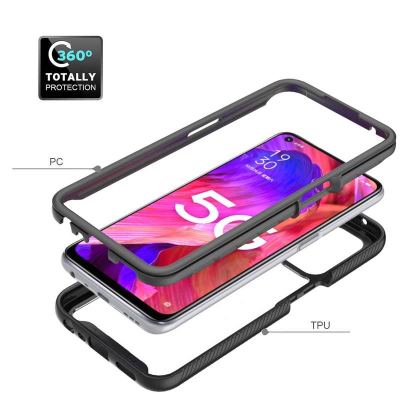 For OPPO A54 5G / A74 5G Starry Sky Solid Color Series Shockproof PC + TPU Case(Black)