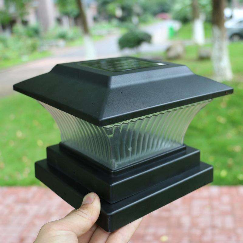 Outdoor Solar Column Lamp IP44 Waterproof Garden Fence Light Solar Street Lamp(Black Shell+Warm L...