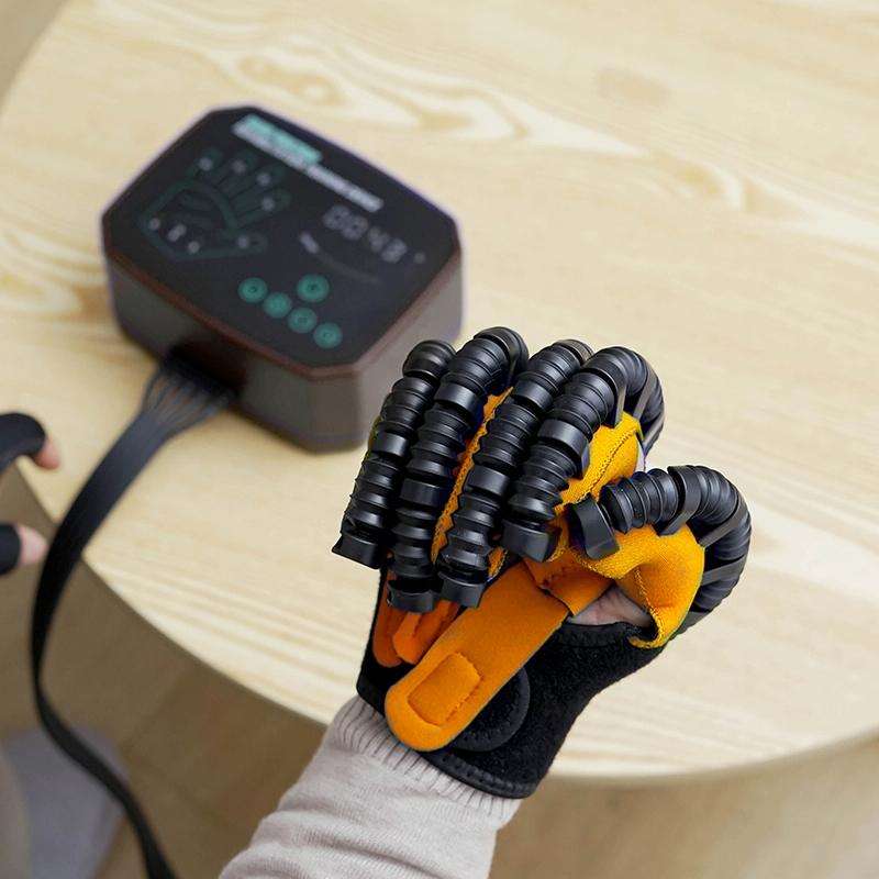 Intelligent Robotic Rehabilitation Glove Equipment, With UK Plug Adapter, Size: M(Left Hand Brown)
