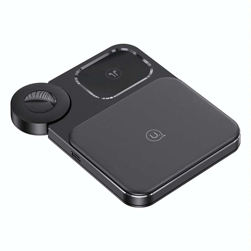 USAMS US-CD190 15W 3 in 1 Multifunctional Desktop Wireless Charger(Black)
