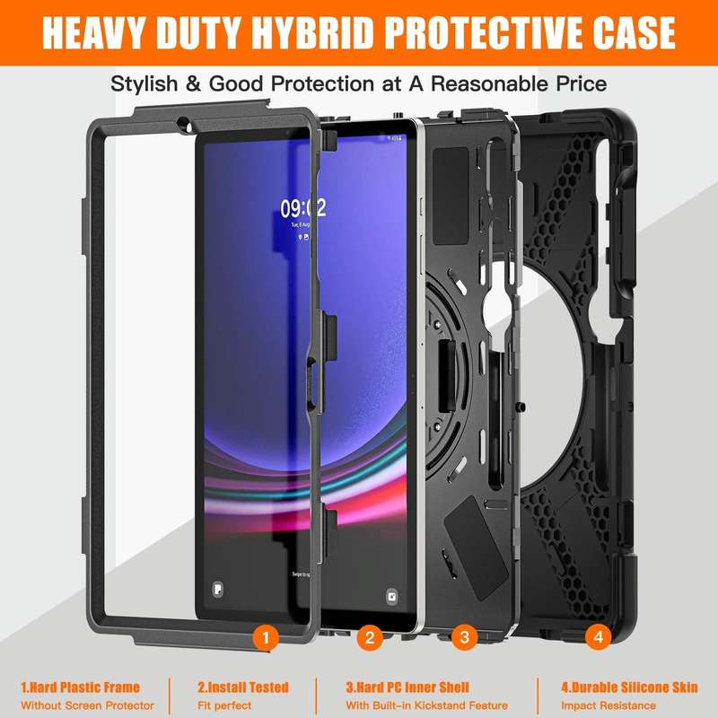For Samsung Galaxy Tab S7 FE T730 / S7+ / S9+ /S8+ Silicone + PC Protective Case with Holder & Sh...