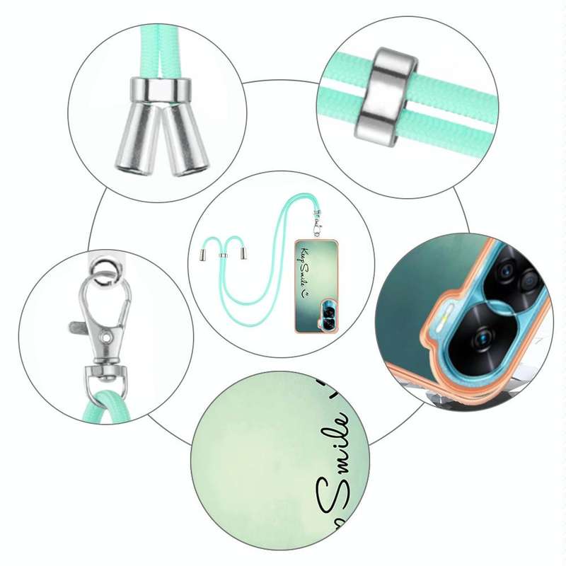 For Honor 90 Lite 5G Electroplating Dual-side IMD Phone Case with Lanyard(Smile)