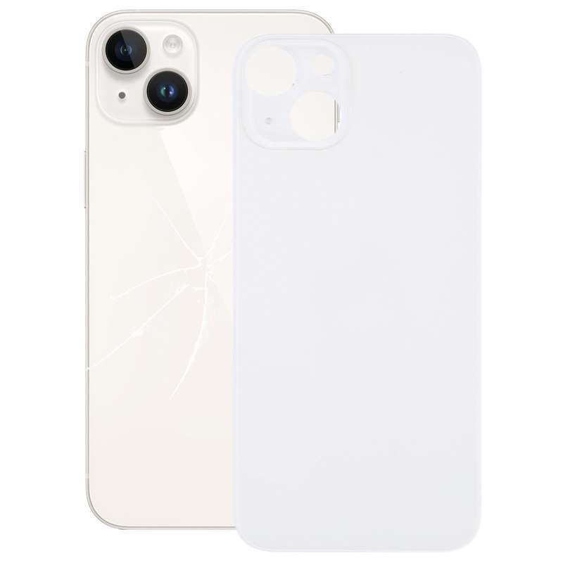 For iPhone 14 Plus Easy Replacement Big Camera Hole Glass Back Battery Cover(Silver)