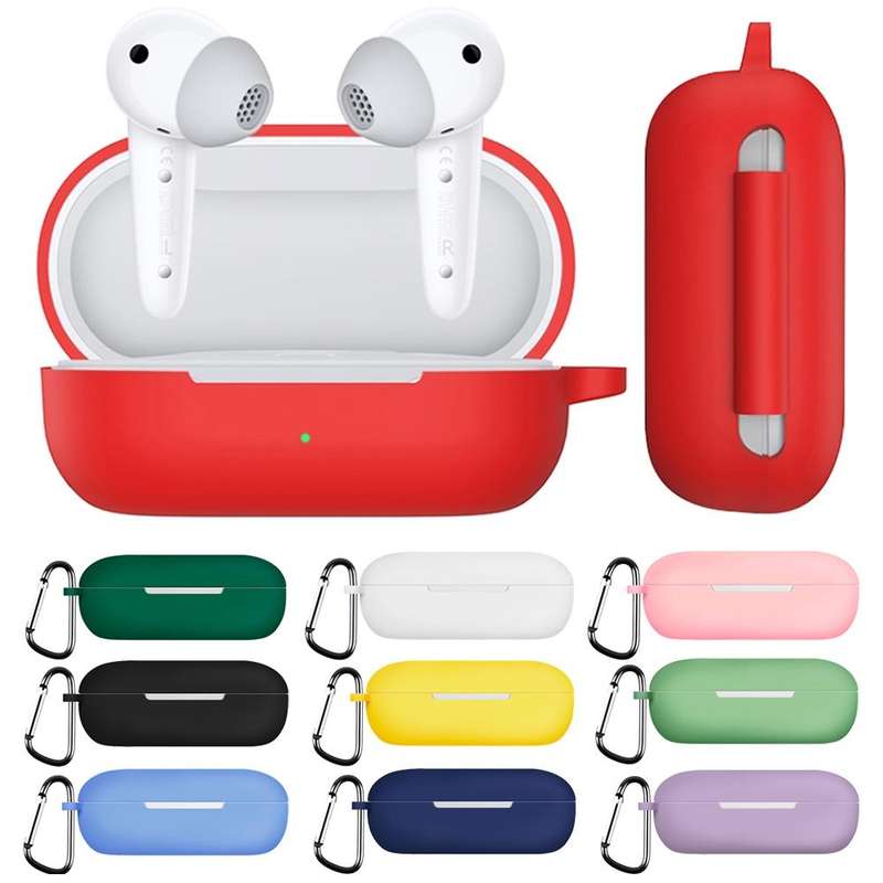 For Huawei FreeBuds SE Pure Color Bluetooth Earphone Silicone Case with Hook(Sky Blue)