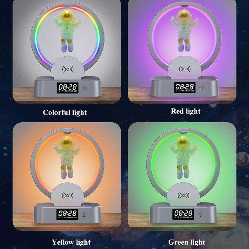 Y-558 Magnetic Levitation Astronaut TWS Bluetooth Speaker With RGB Light,Style: Silver Wireless C...