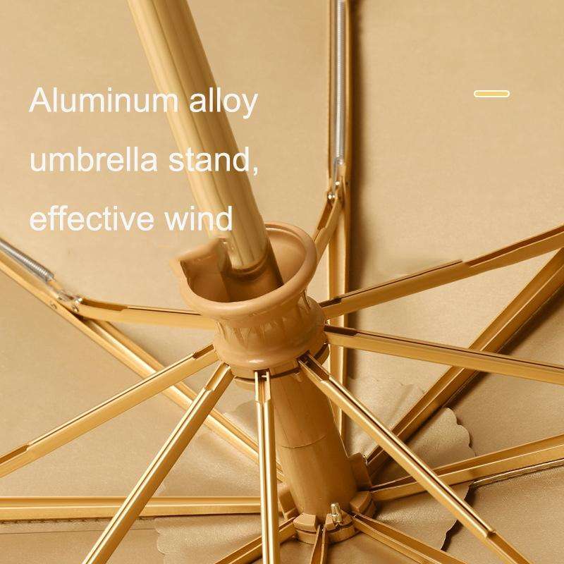 Small Fresh Automatic Umbrella Gold Glue Fabric Tri-fold Parasol(Persimmon)