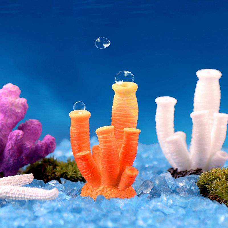 10 PCS Simulation Resin Coral Aquarium Fish Tank Small Ornaments, Colour: No. 7 White