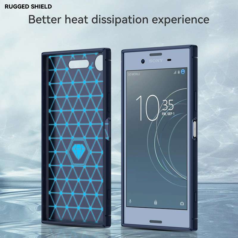 For Sony Xperia XZ1 Brushed Texture Carbon Fiber TPU Phone Case(Blue)