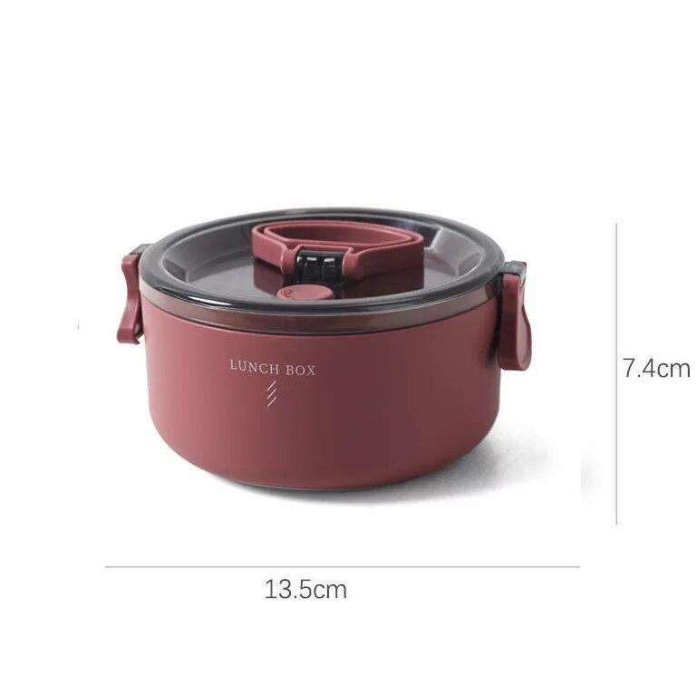 Round Portable Insulation Partitioned Lunch Box Student Office Workers Heated Microwave Oven Bent...