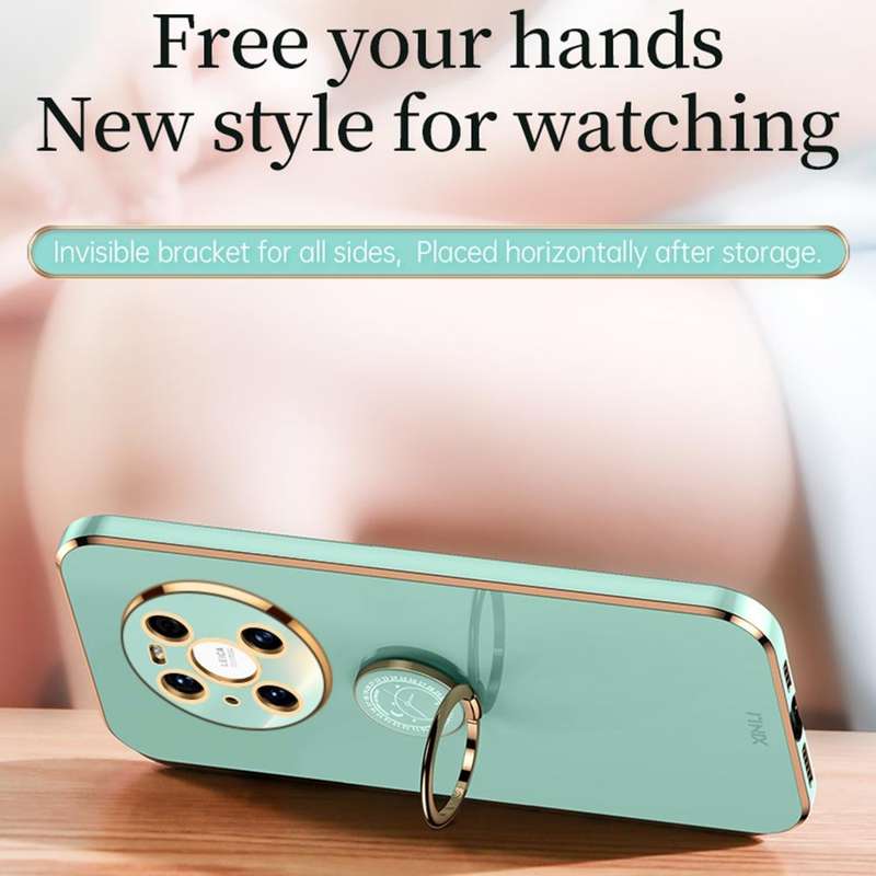 For Huawei Mate 40 Pro XINLI Straight 6D Plating Gold Edge TPU Shockproof Case with Ring Holder(B...