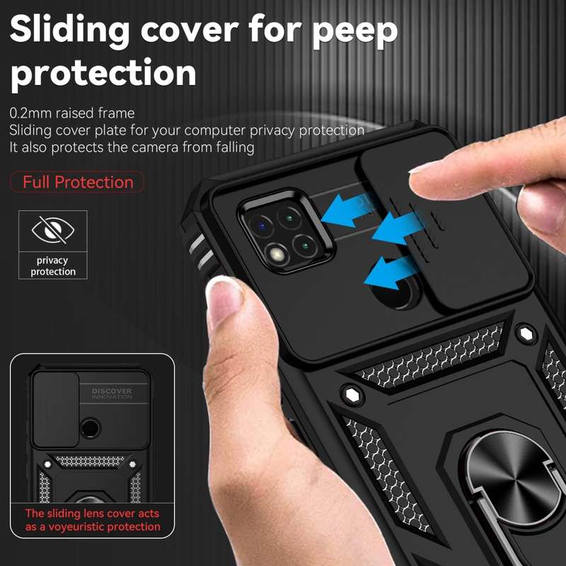 For Samsung Galaxy A03 Sliding Camshield Holder Phone Case(Black)