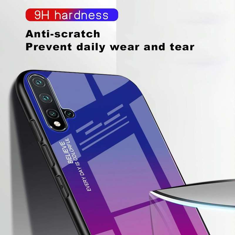 For Huawei Nova 5 / Nova 5 Pro Gradient Color Glass Case(Red)