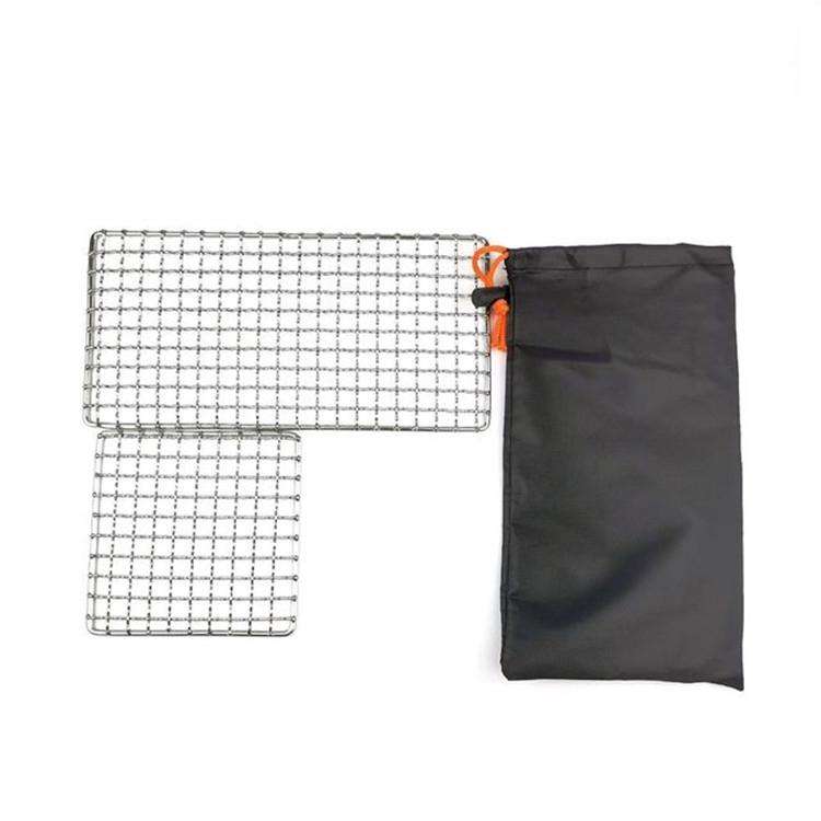 Outdoor Camping Pot Rack Square 304 Stainless Steel Barbecue Mesh Simple Wood Fire Stove Barbecue...