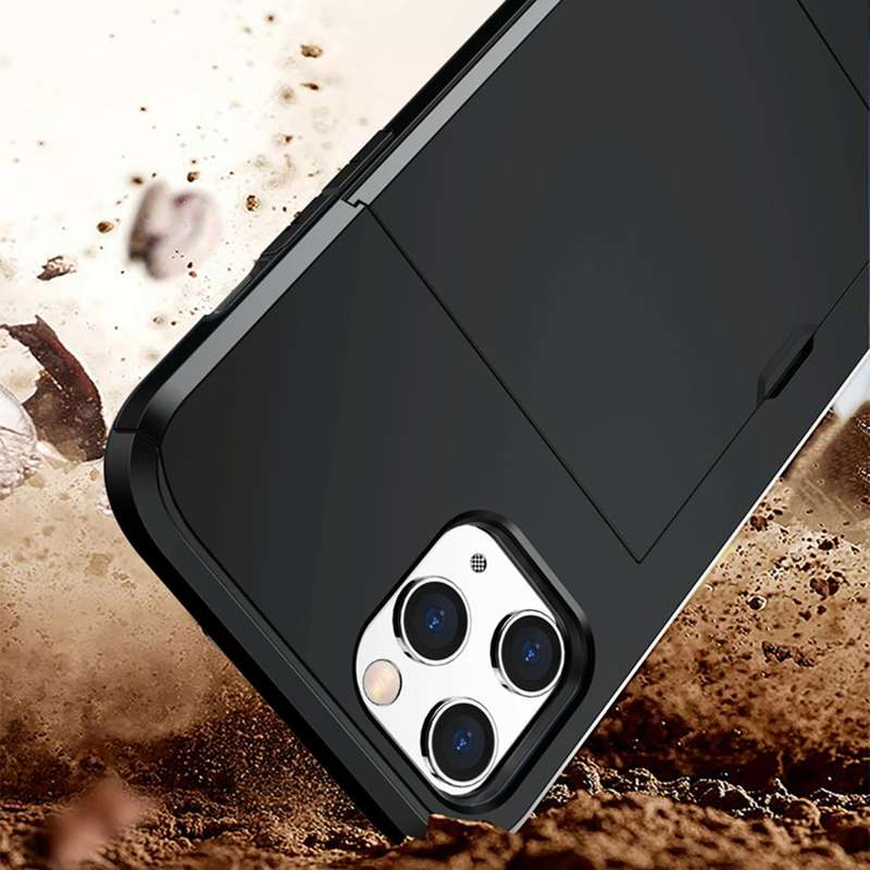 For iPhone 12 mini Shockproof Rugged Armor Protective Case with Card Slot(Dark Blue)