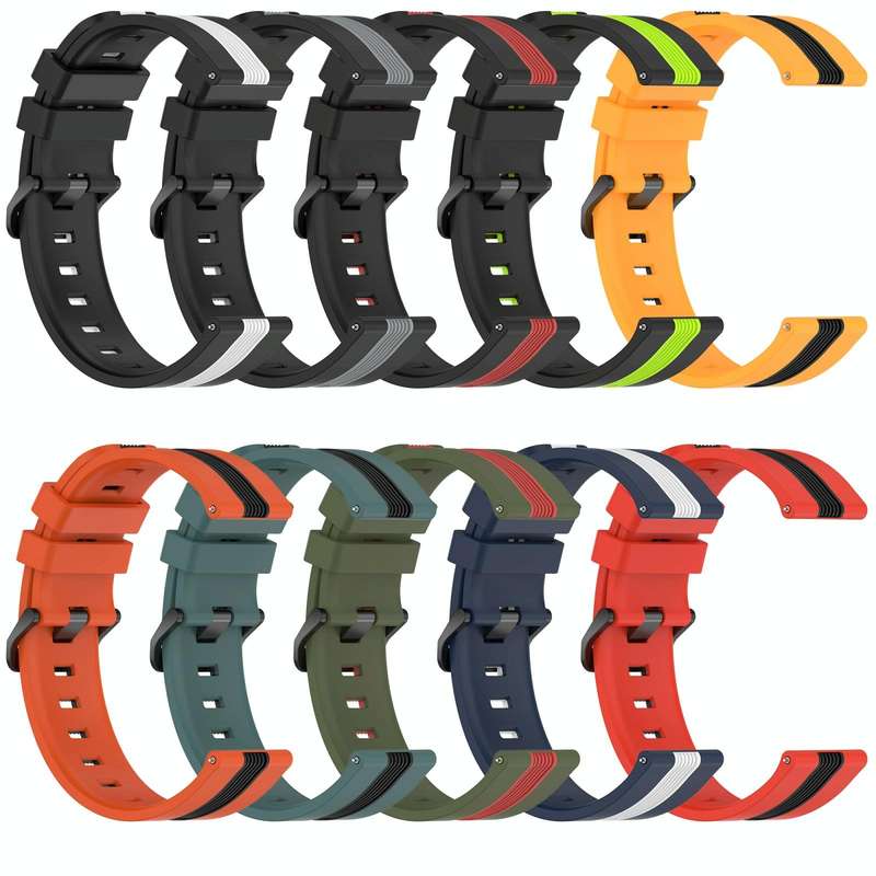 For Garmin Forerunner 255 22mm Vertical Two-Color Silicone Watch Band(Orange+Black)
