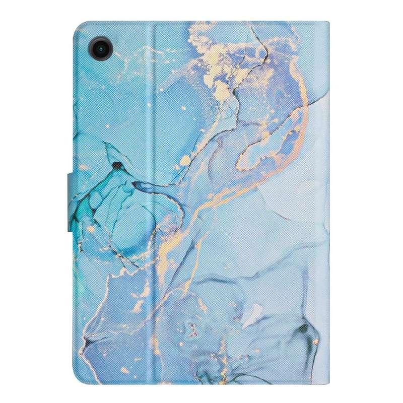 For Samsung Galaxy Tab A8 Marble Pattern Smart Leather Tablet Case(Blue)