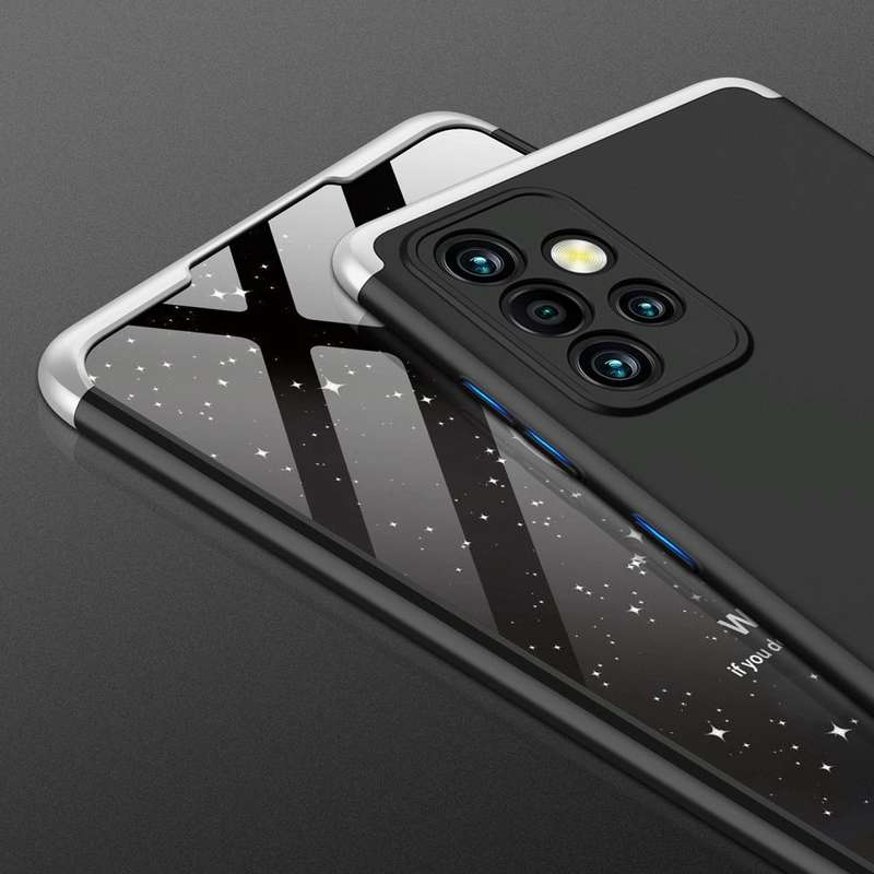 For Samsung Galaxy A72 5G / 4G GKK Three Stage Splicing Full Coverage PC Case(Black Silver)