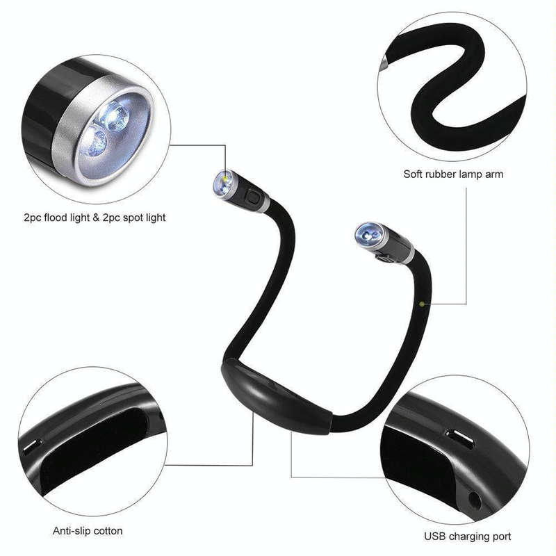 Portable U-shaped LED Flexible Handsfree Hug Neck Reading Book Lamp Torch(Green)