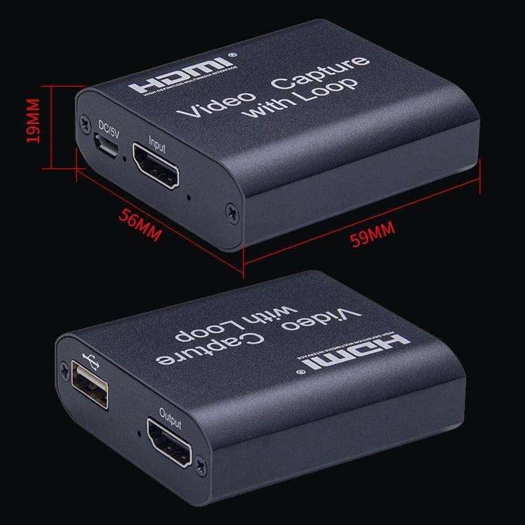 USB 2.0 to HDMI 4K HD Video Capture with Loop (Black)