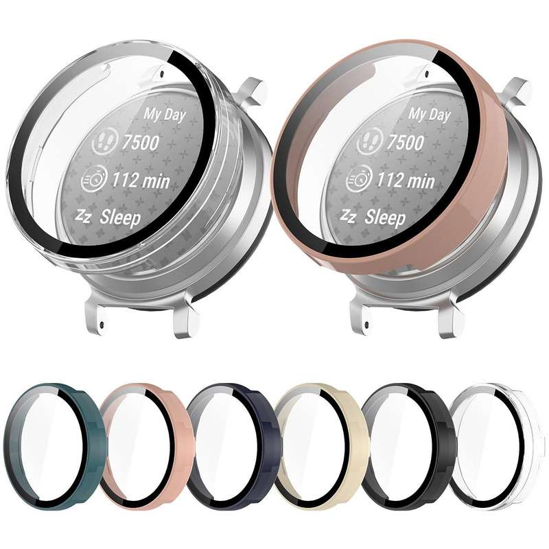 For Garmin Lily 2 PC + Tempered Film Integrated Watch Protective Case(Ink Blue)