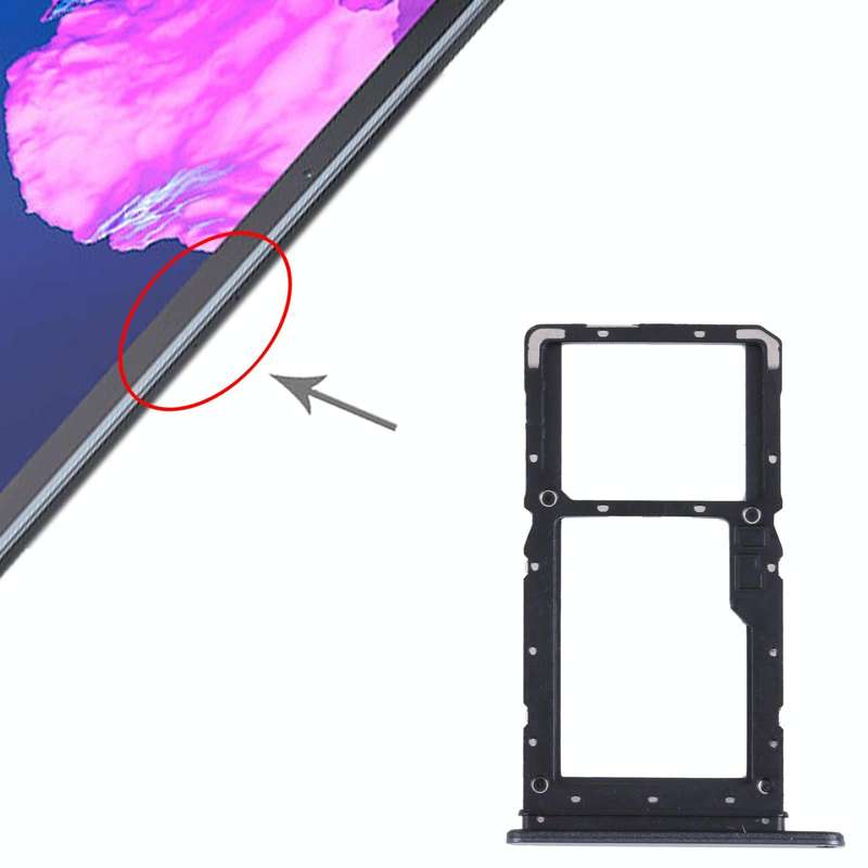 SIM Card Tray + Micro SD Card Tray for Lenovo Tab P11 TB-J606 TB-J606N(Black)