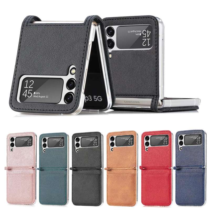 For Samsung Galaxy Z Flip 4 5G Folding Litchi Texture Card Wallet Phone Case(Brown)