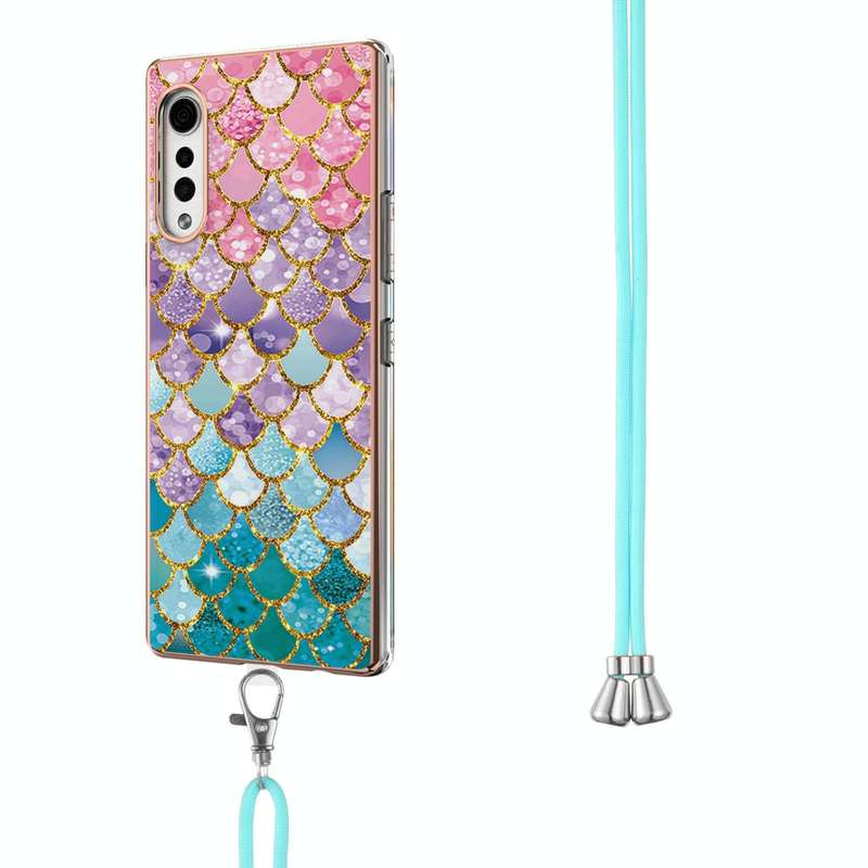 For LG Velvet 4G / Velvet 5G / G9 Electroplating Pattern IMD TPU Shockproof Case with Neck Lanyar...