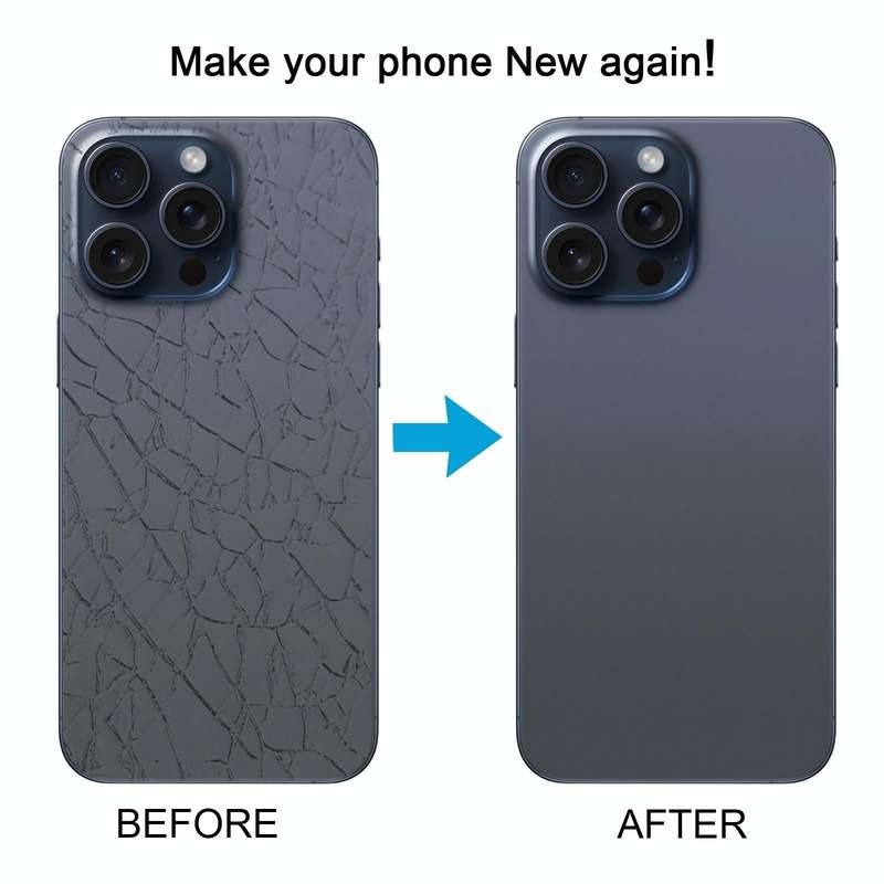 For iPhone 15 Pro Glass Battery Back Cover with Camera Lens Cover(Blue)