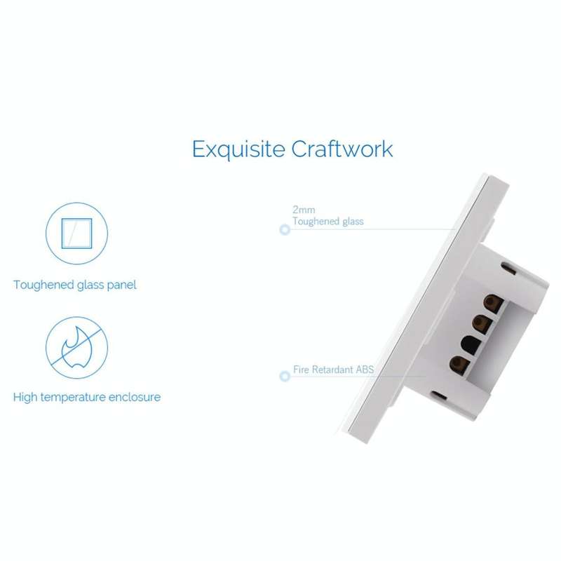 WS-EU-01 EWeLink APP & Touch Control 2A 1 Gang Tempered Glass Panel Smart Wall Switch, AC 90V-250...