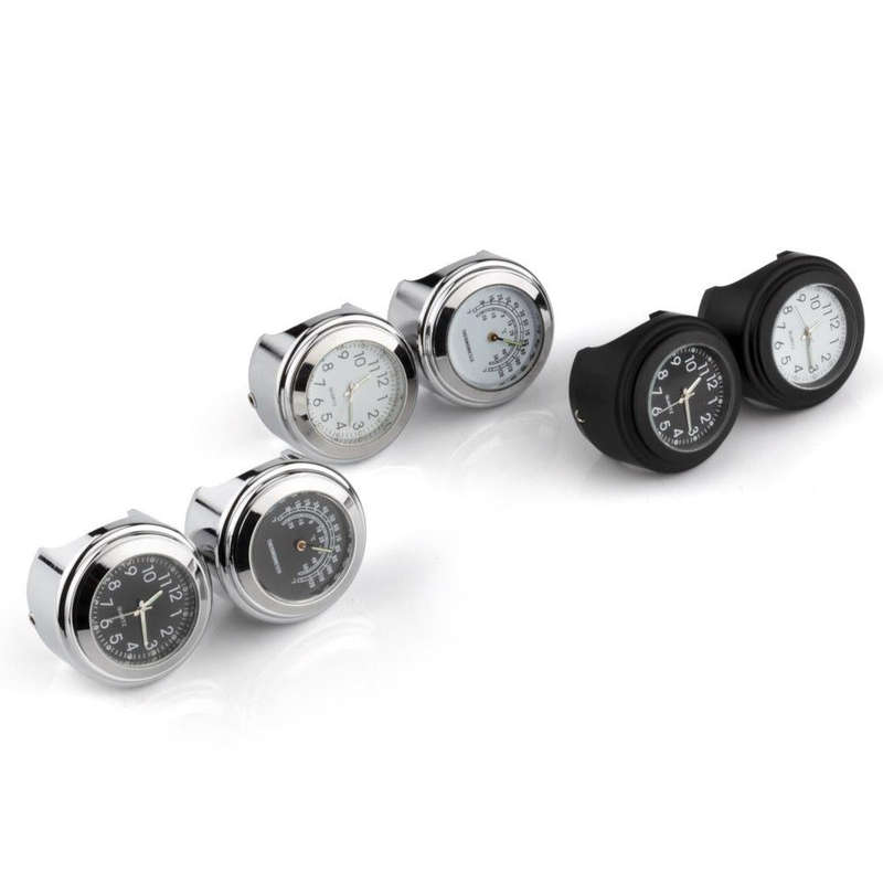 Aluminum Alloy Plating Motorcycle Handlebar Clock(Black Shell Black Background)