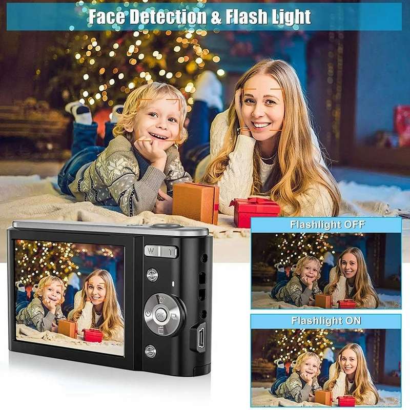 2.4-inch TFT Color Screen HD Digital Camera Portable Travel 8X Zoom Smart Camera(Silver Standard)