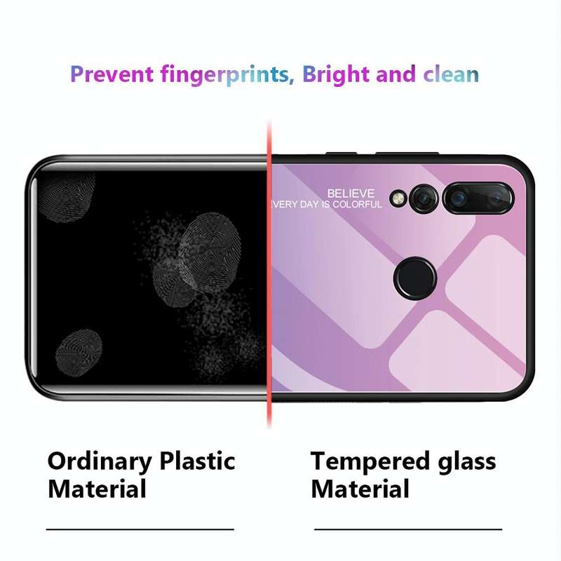 For Huawei Nova 4 Gradient Color Glass Case(Red Blue)