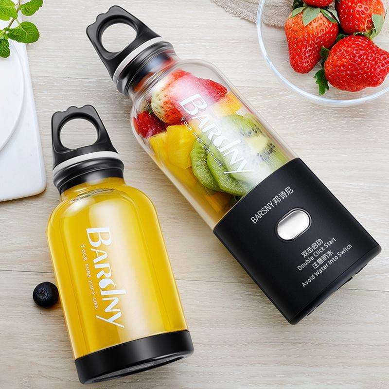 Multifunctional Juicer Rotatory Extractor Cup Portable USB Charge Juicer Blender with 6 Blades(Bl...