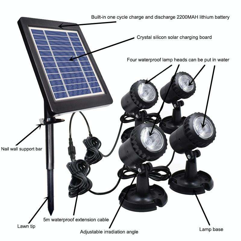 4 In 1 Outdoor Lawn Ground Solar Spotlight Diving Light