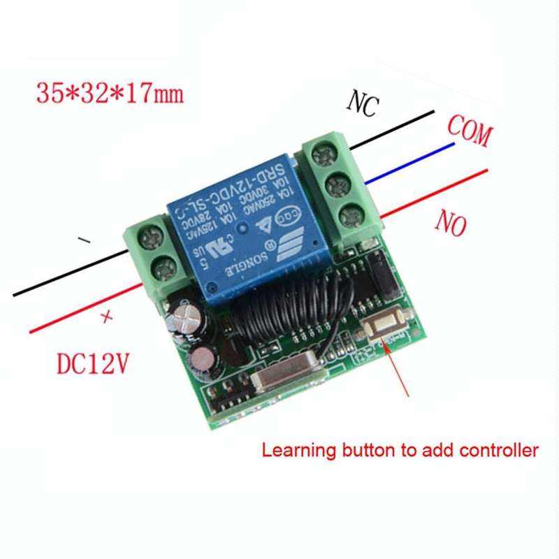 12V 10A RF Wireless Remote Control Switch 1CH Relay Receiver