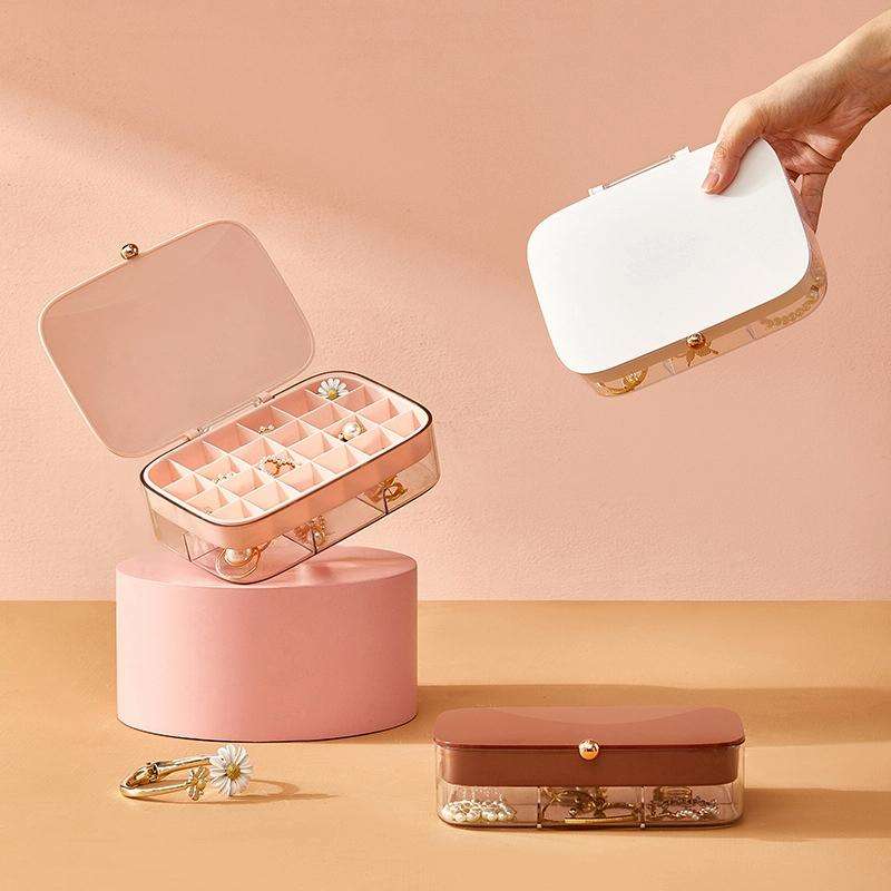 LSHZ13 30 Grids Double-Layer Jewelry Storage Box(Pink)