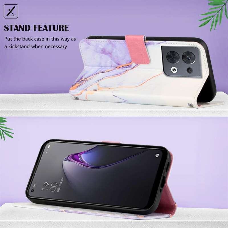 For OPPO Reno8 PT003 Marble Pattern Flip Leather Phone Case(LS006)