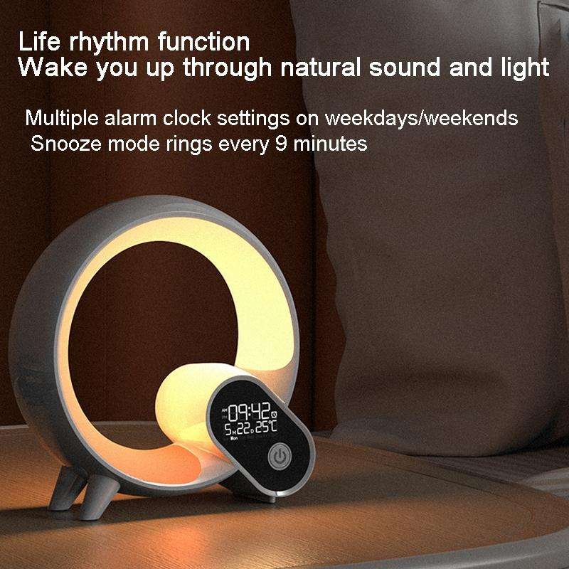 Multi-Functional RGBW Atmosphere Light Bluetooth Speaker Sunrise Wake-Up Lamp Digital Display Ala...