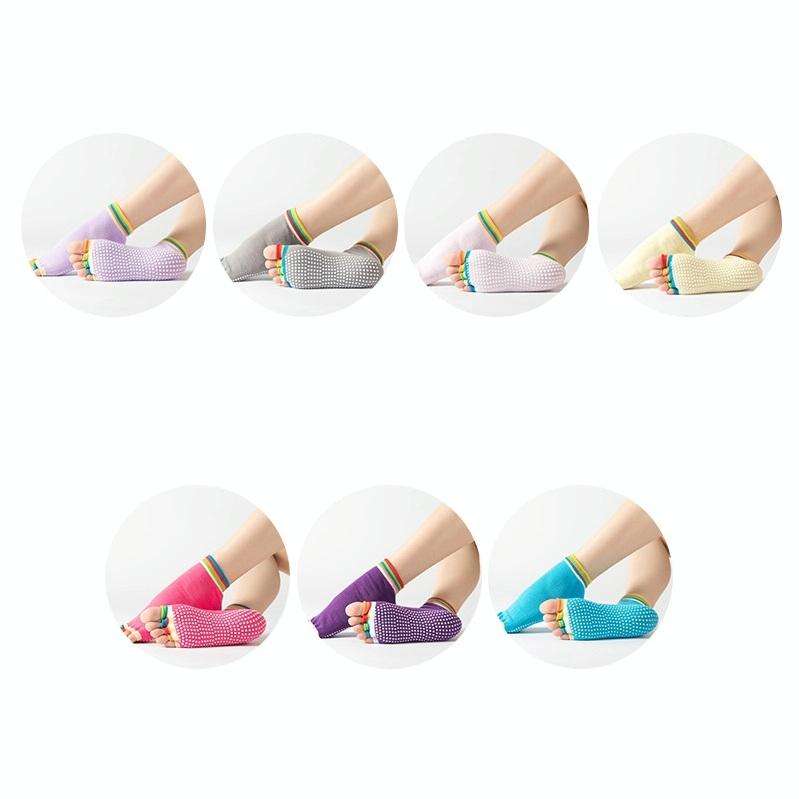 3 Pair Open-Toe Yoga Socks Indoor Sports Non-Slip Five-Finger Dance Socks, Size: One Size(Color L...