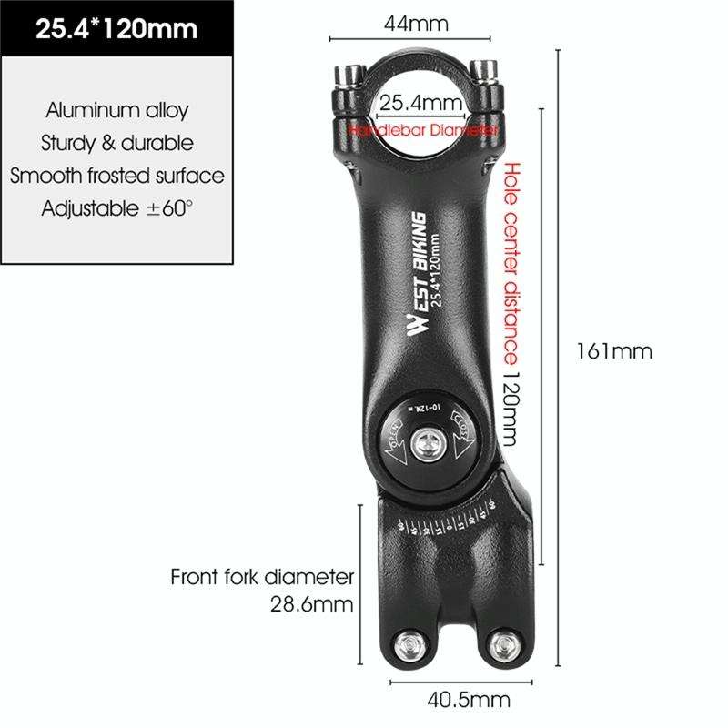 WEST BIKING Mountain Bike Adjustable Handlebar Angle Riser Handlebar Lift Accessories 25.4x120mm