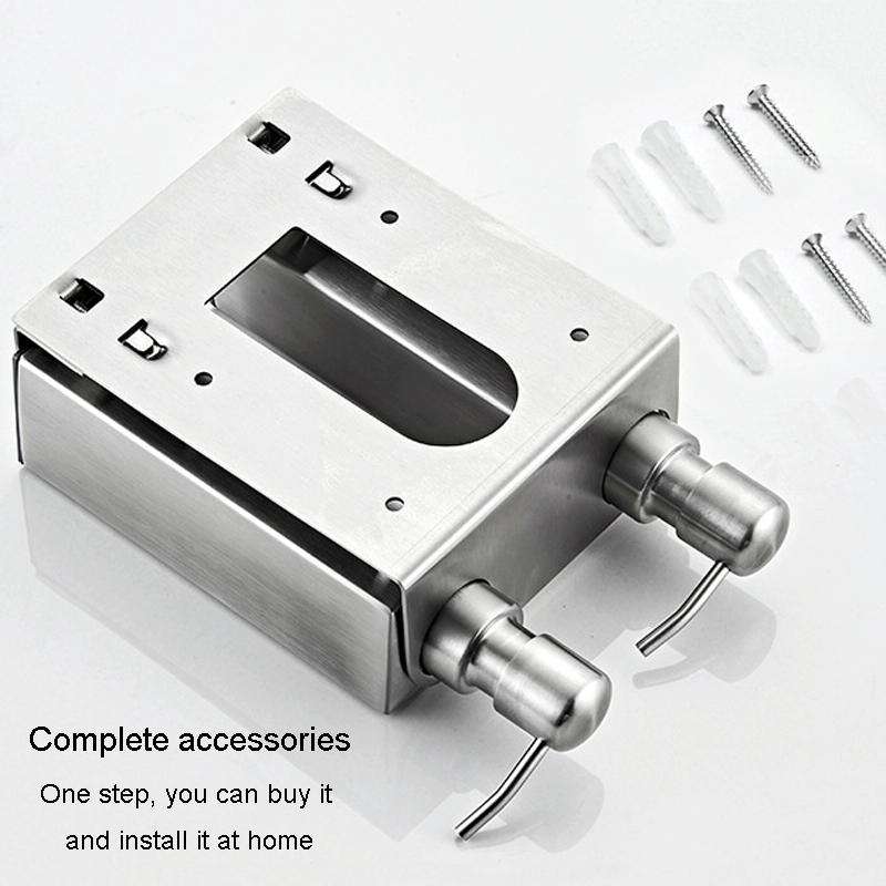 Hotel Stainless Steel Soap Dispenser Home Wall Mounted No Punch Press To Soap Bottle, Style: Squa...