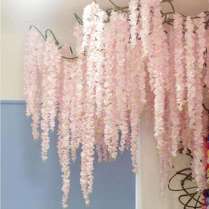 10 PCS 1M Simulation Orchids String Wedding Arrangement Flower Strip Stage Decoration Supplies(Ro...