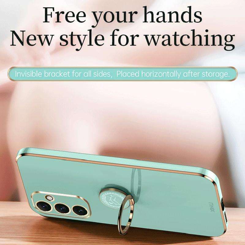 For Samsung Galaxy A34 5G XINLI Straight Edge 6D Electroplate TPU Phone Case with Ring Holder(Che...